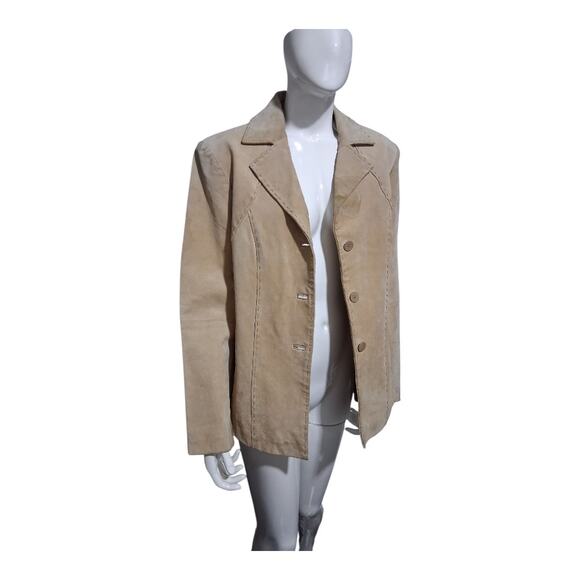 Y2k Vtg AR Bernardo Fashion Suede Womens size Medium Stitch Hippie Grunge Blazer - Picture 5 of 15